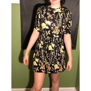 Floral Mock Neck Dress with Open Back Detail